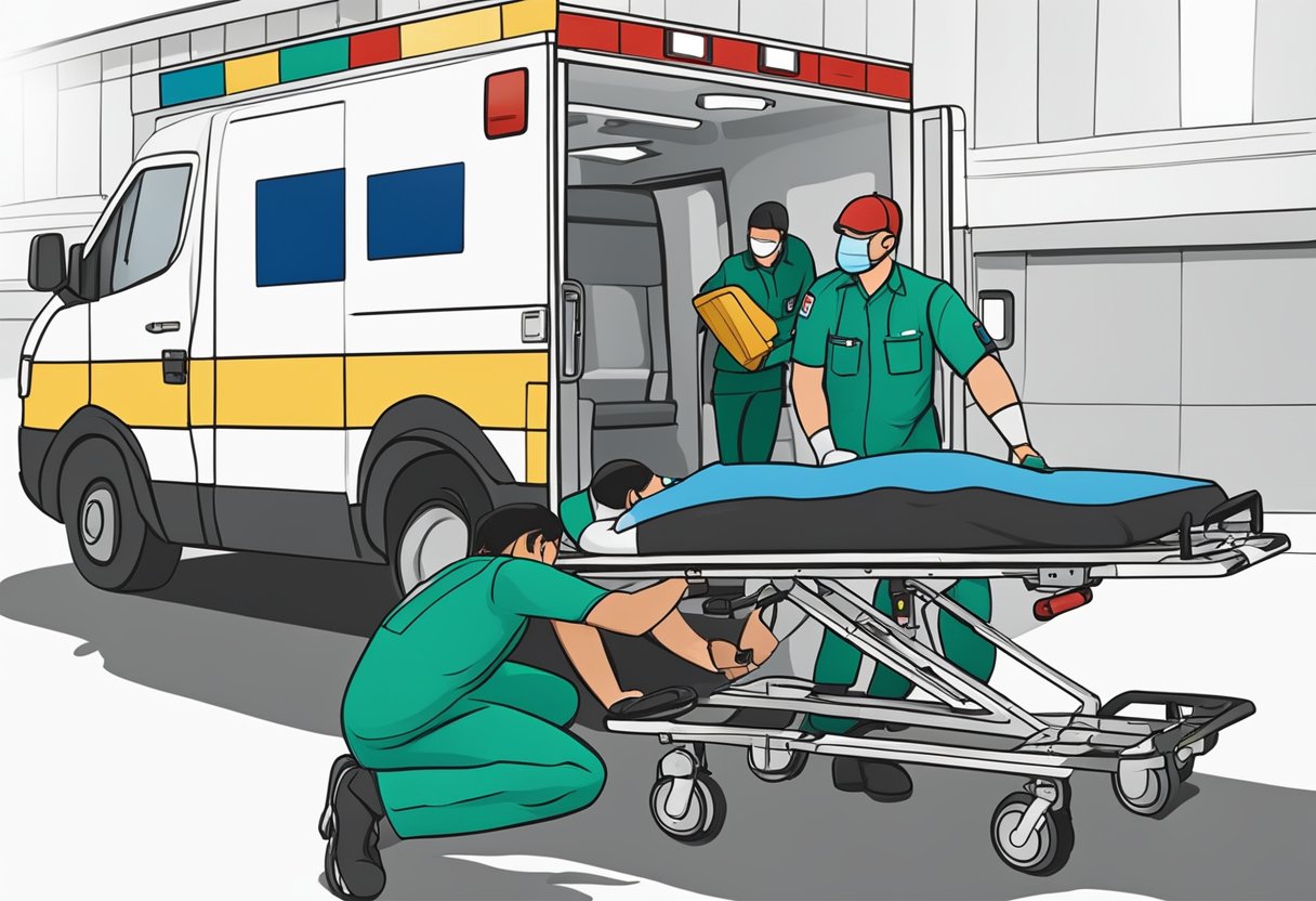 Serviço de Transporte de Pacientes: Benefícios e Melhores Práticas 4 Um paramédico carregando um paciente em uma ambulância, enquanto segue as regulamentações de segurança e procedimentos para o transporte de pacientes.
