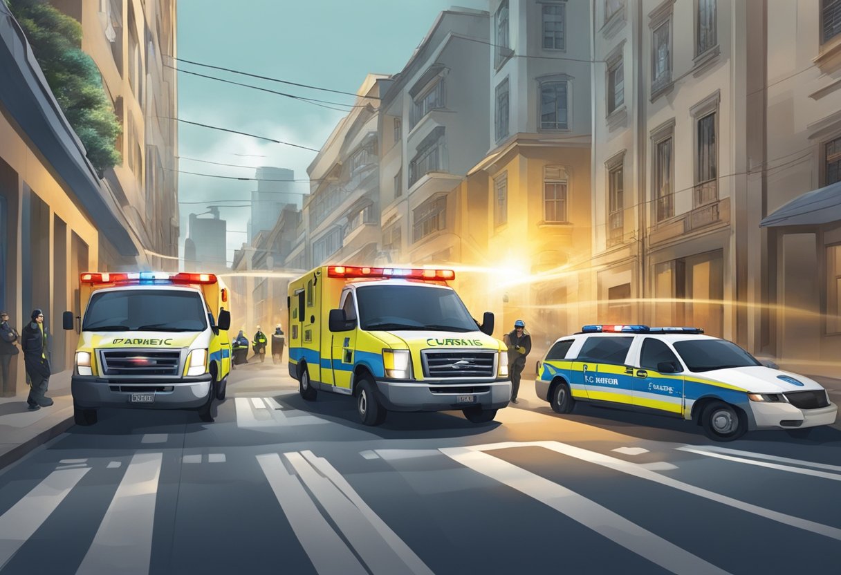 Uma equipe de paramédicos corre pelas ruas da cidade com sirenes ligadas, indo em direção a um hospital em Curitiba.