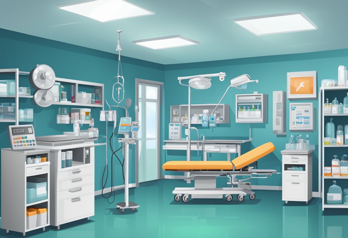 Uma sala de emergência totalmente equipada com equipamentos e suprimentos médicos prontos para atendimento de urgência