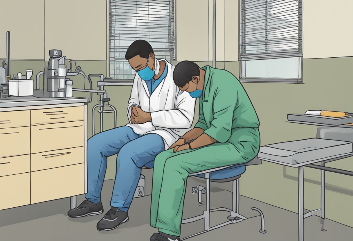 Uma pessoa sendo admitida à força em uma instituição de tratamento para dependência química