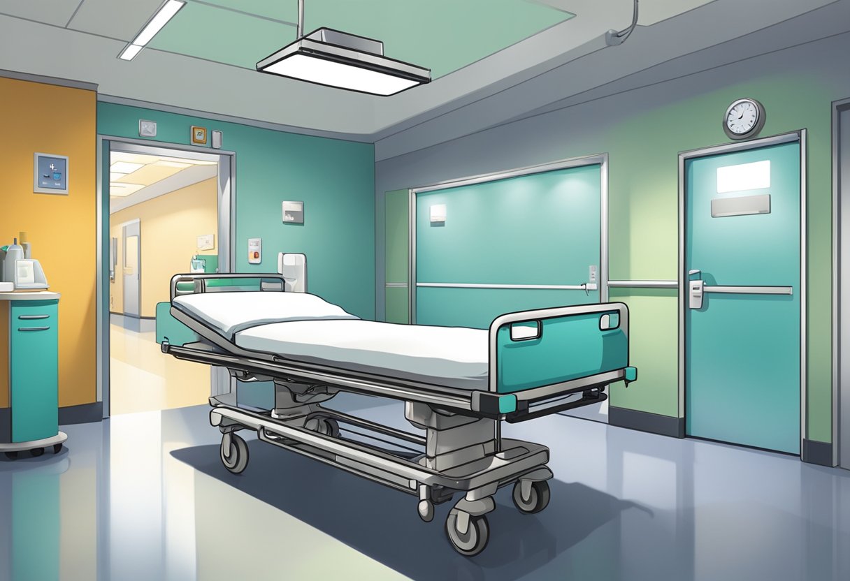 Remoções Hospitalares: Procedimentos e Desafios no Transporte de Pacientes 1 Uma cama de hospital sendo empurrada por uma equipe médica por um corredor bem iluminado