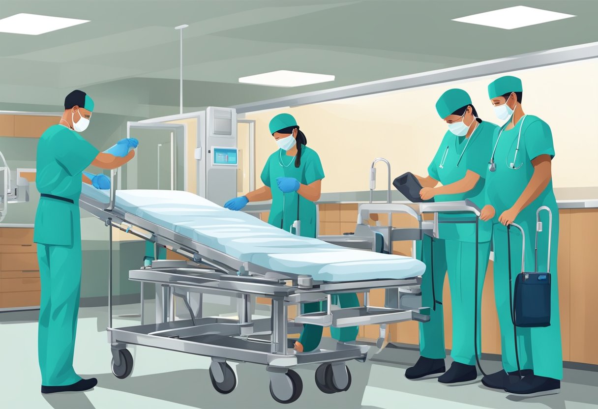Remoções Hospitalares: Procedimentos e Desafios no Transporte de Pacientes 5 Equipe do hospital preparando equipamentos para transporte de pacientes