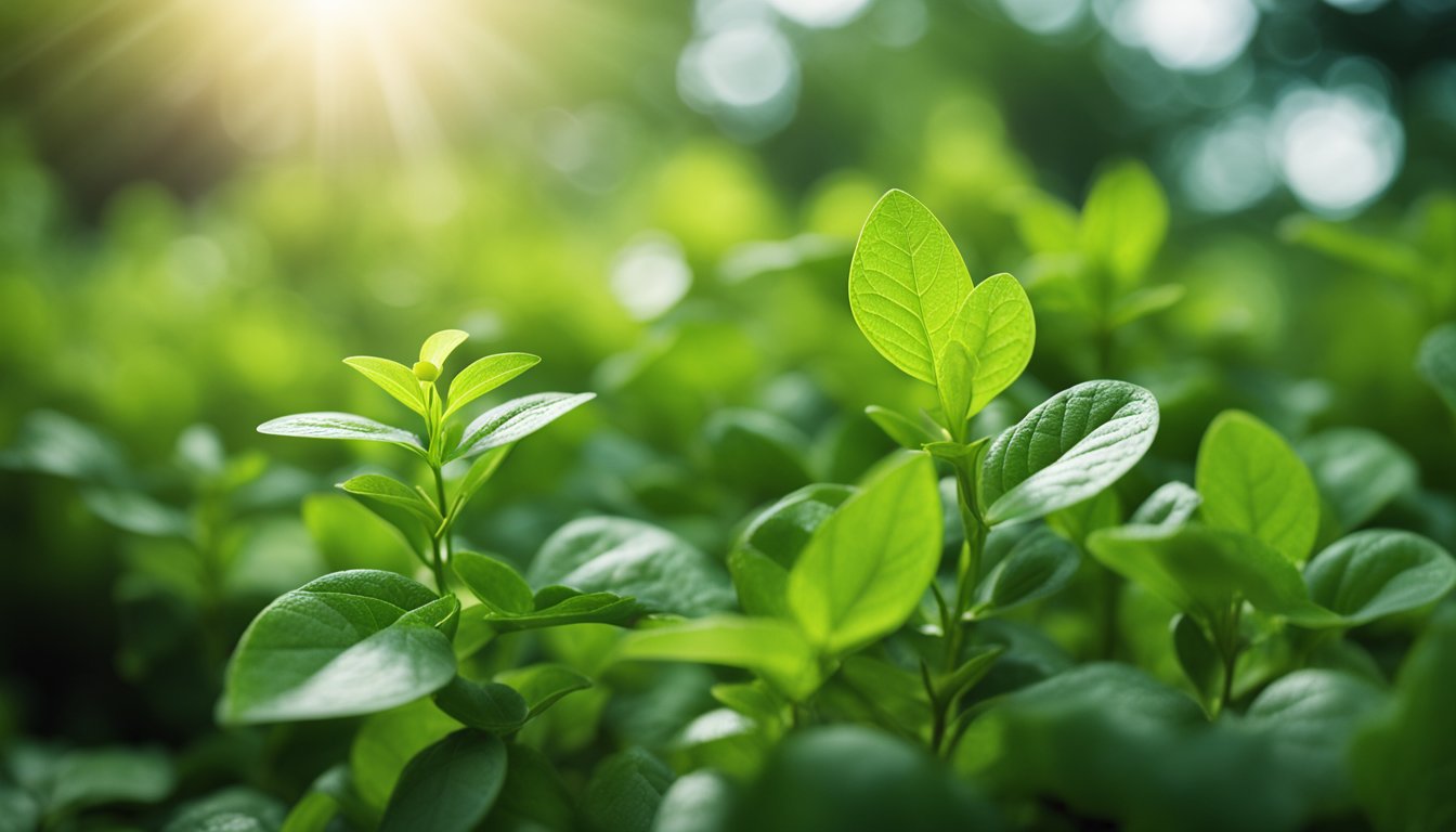 Gymnema Sylvestre plants thrive in a lush, green landscape, their delicate leaves and vibrant flowers highlighting their natural beauty and medicinal properties