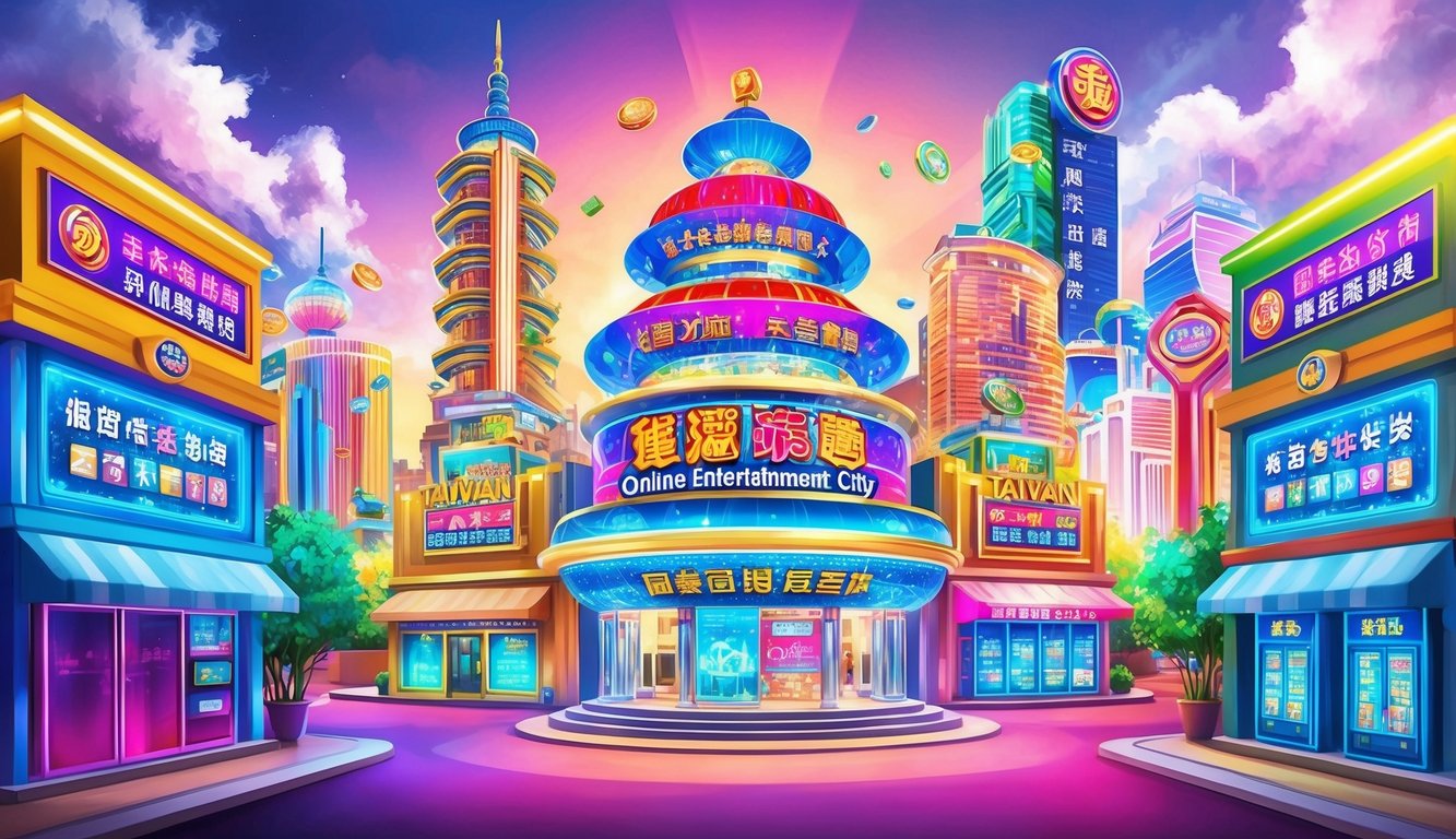 台灣彩券遊戲和線上娛樂城市的多彩而充滿活力的場景