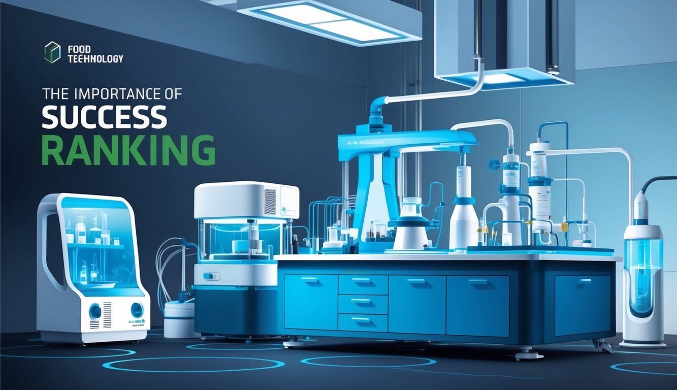 Gelişmiş ekipmanlar ve geleceğe yönelik teknolojilerle modern bir laboratuvar ortamı, gıda teknolojisindeki başarı sıralamalarının önemini sergiliyor.