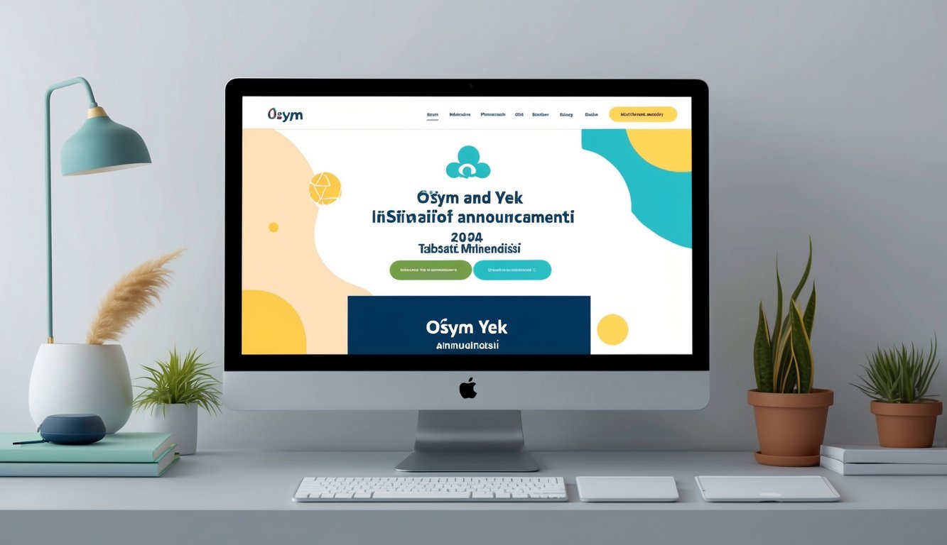 Bir bilgisayar ekranı, İnşaat Mühendisliği 2024 taban puanları ve başarı sıralaması için ÖSYM ve YÖK duyuruları web sitesini gösteriyor.