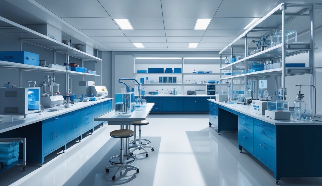 2024 yılında malzeme bilimi ve nanoteknoloji mühendisliğini tasvir eden, ileri düzey ekipman ve malzemelerle donatılmış bir laboratuvar ortamı