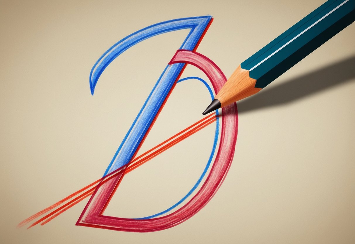 Un disegno a matita di uno zero con una linea diagonale attraverso di esso