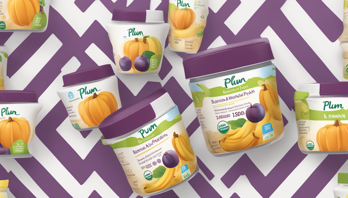 A close-up of Plum Organics banana and pumpkin baby food jar with a focus on the nutritional facts label