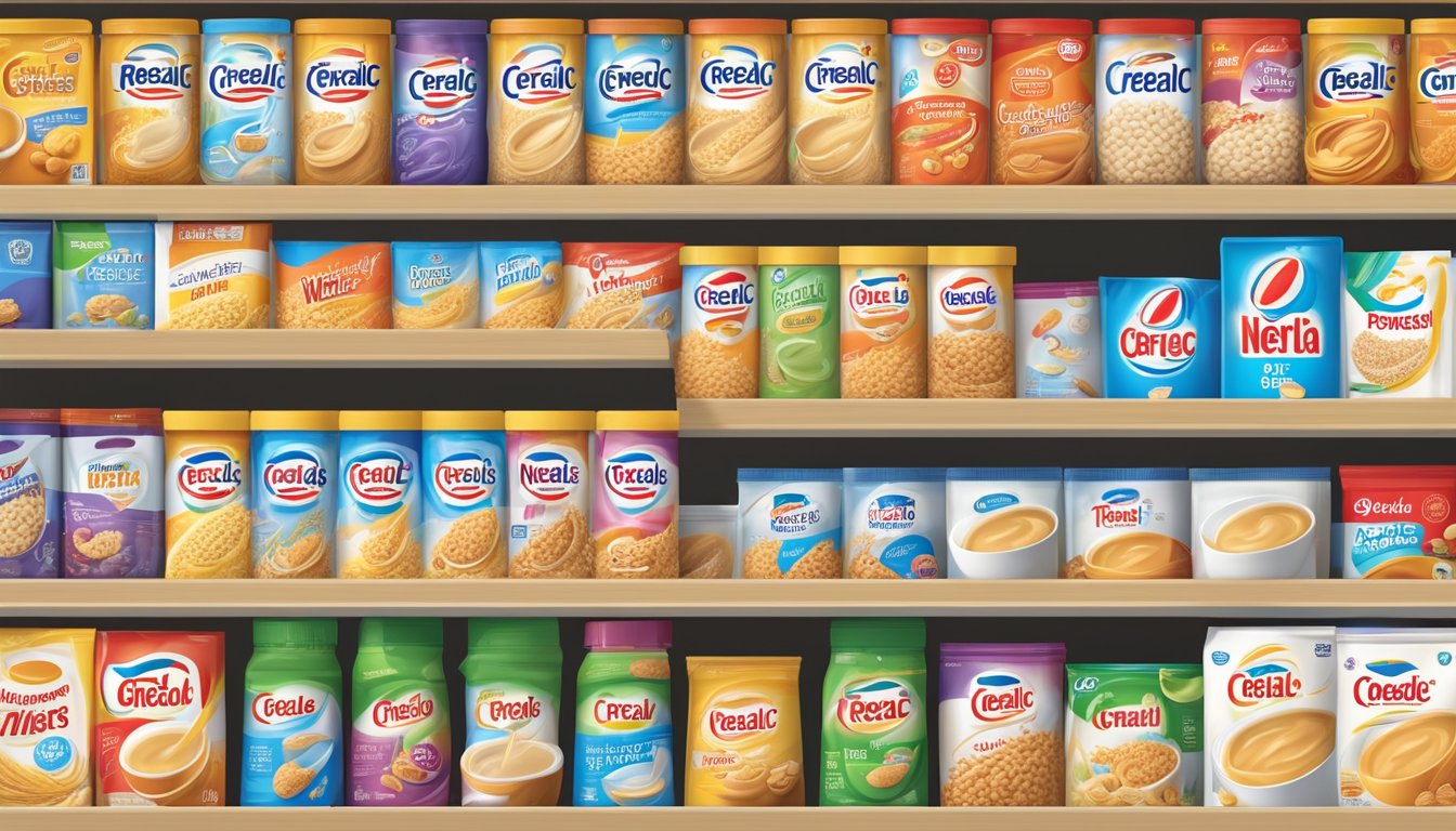 A bowl of Nestle Cerelac wheat with milk surrounded by different variants on a shelf