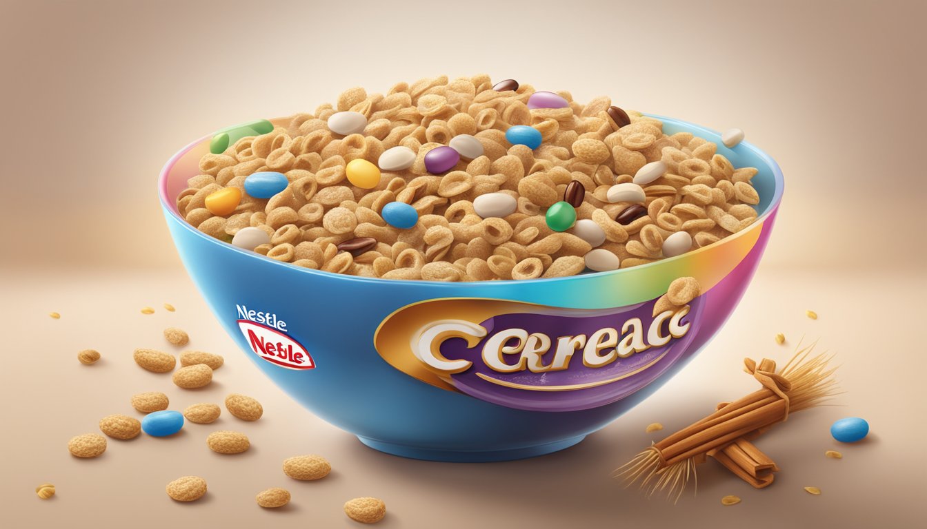 A bowl of Nestle Cerelac wheat and date cereal surrounded by scattered ingredients