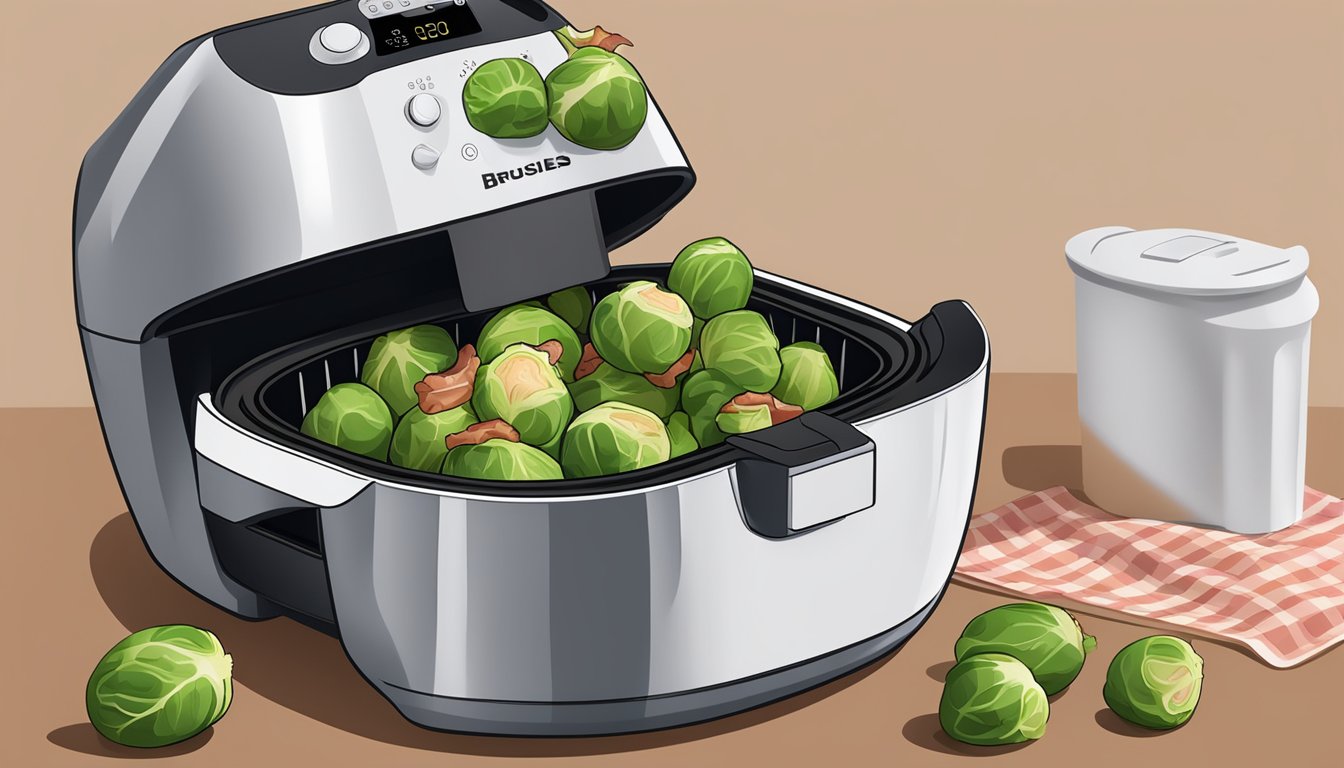 Brussels sprouts and bacon in air fryer, with storage and reheating tips