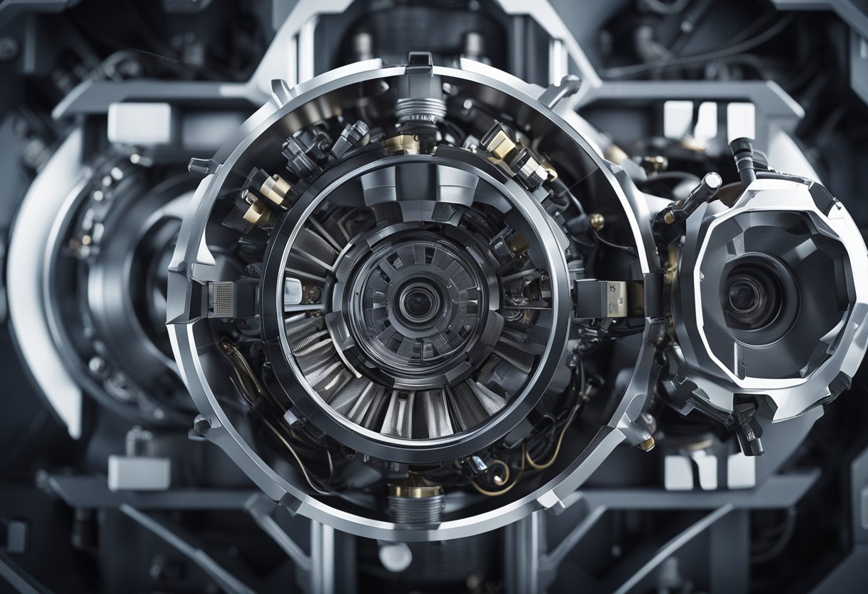 Un'illustrazione dettagliata del motore V innovativo, che mostra i suoi componenti interni e le caratteristiche di design