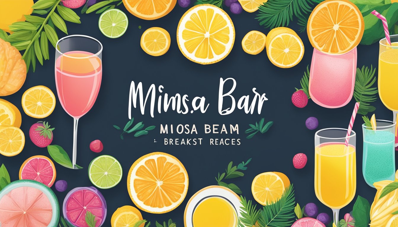 A vibrant mimosa bar with colorful fresh juices and a spread of 15 breakfast recipes, perfect for a bachelorette party brunch