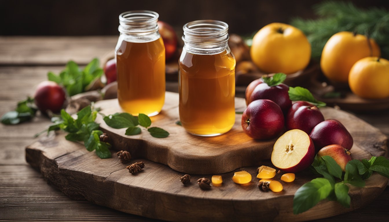 Fresh ingredients for fire cider displayed on rustic table