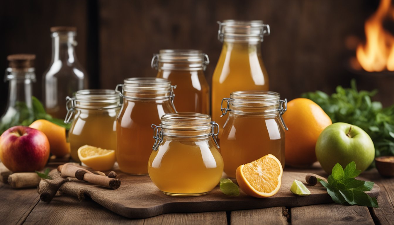 Fresh ingredients for fire cider displayed on rustic table