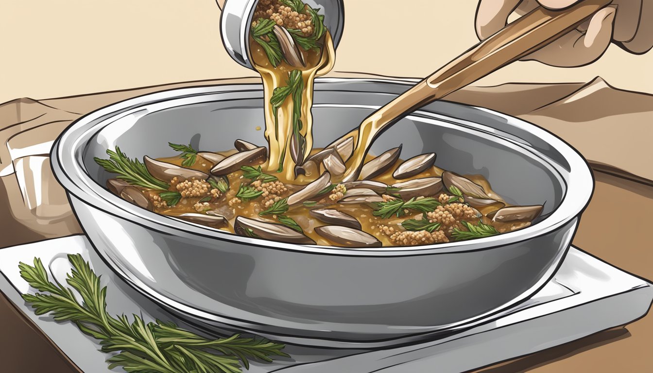 Anchovies being crushed and mixed into a savory sauce, adding depth and umami flavor to a dish