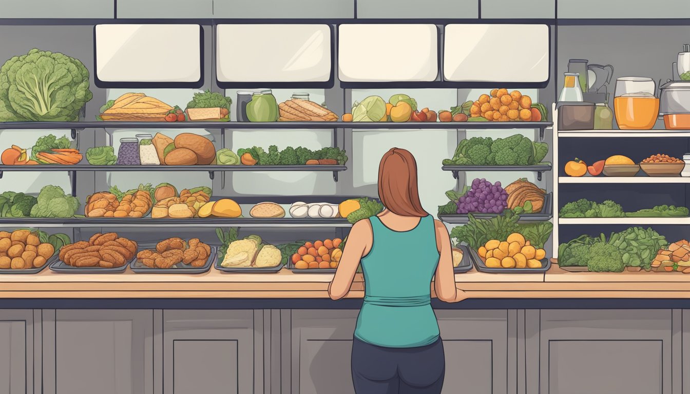 A person choosing between keto-friendly foods and practicing mindful eating