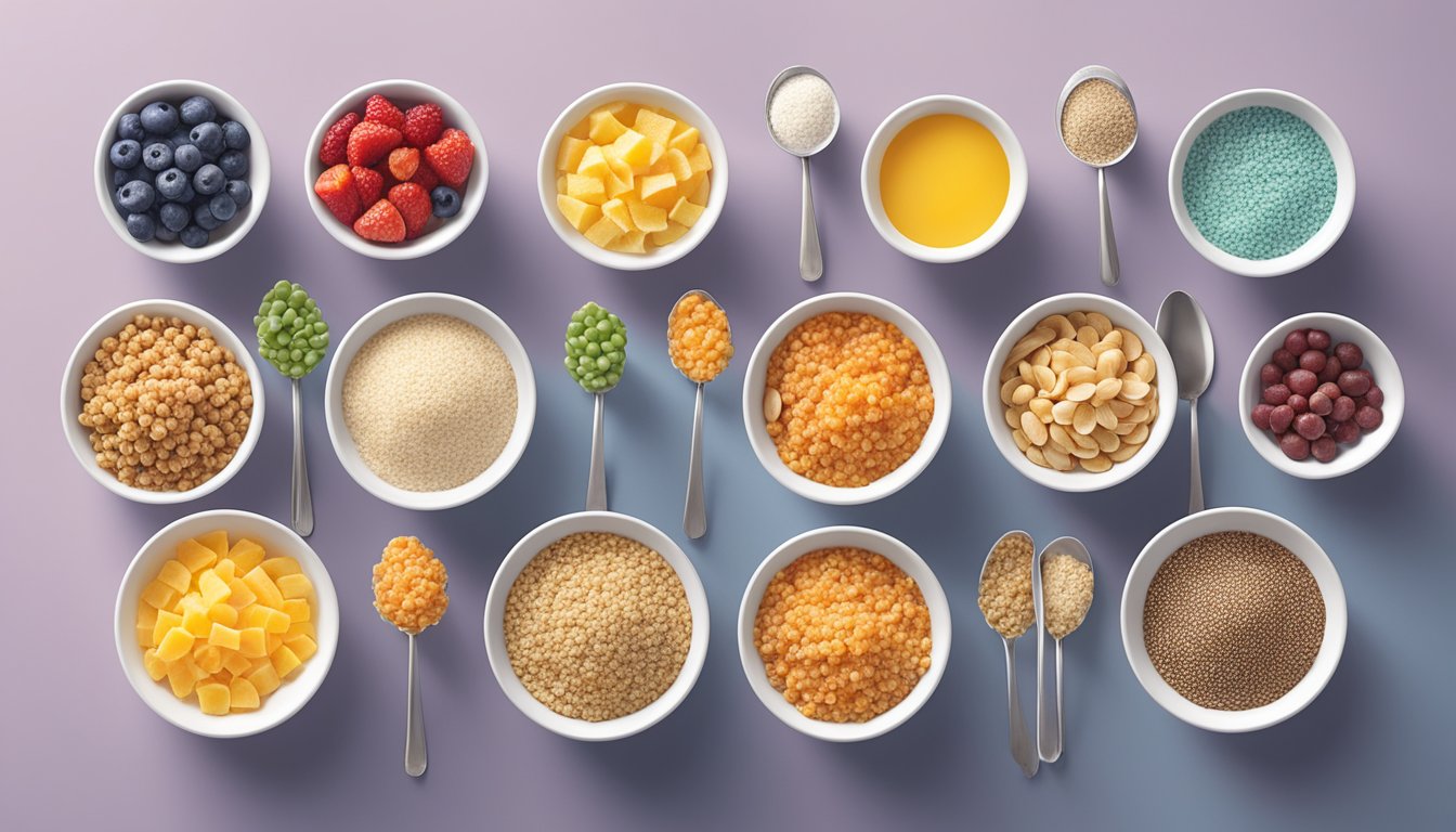 A colorful array of baby breakfast options, including little spoon quinoa cereal, arranged on a table for comparison