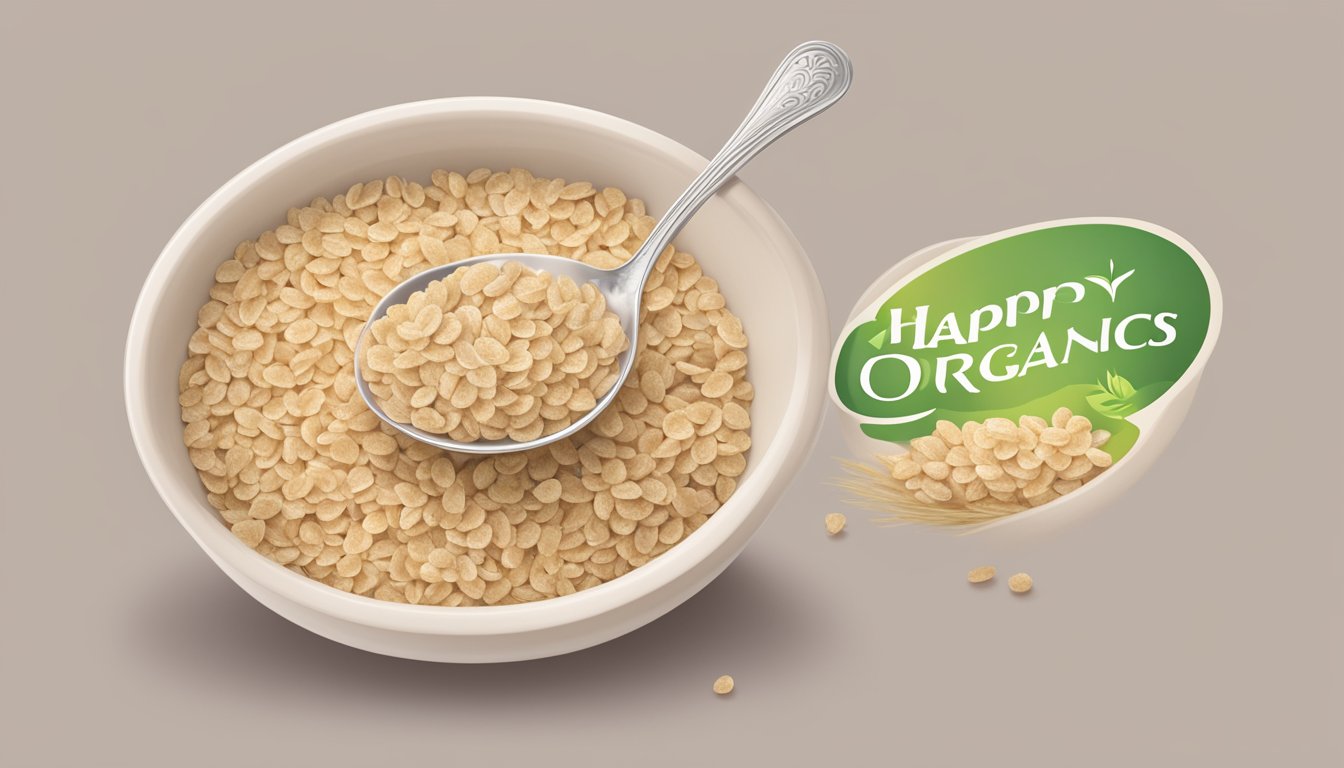 A bowl of happy baby organics clearly crafted cereal oats and amaranth with USDA Organic and Gluten-Free Certification displayed next to a spoon