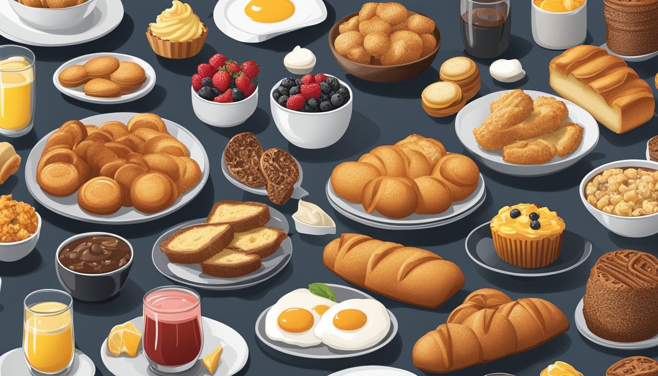 A variety of breakfast treats and bites are being cooked in a Gourmia air fryer, including muffins, pastries, and other delicious options