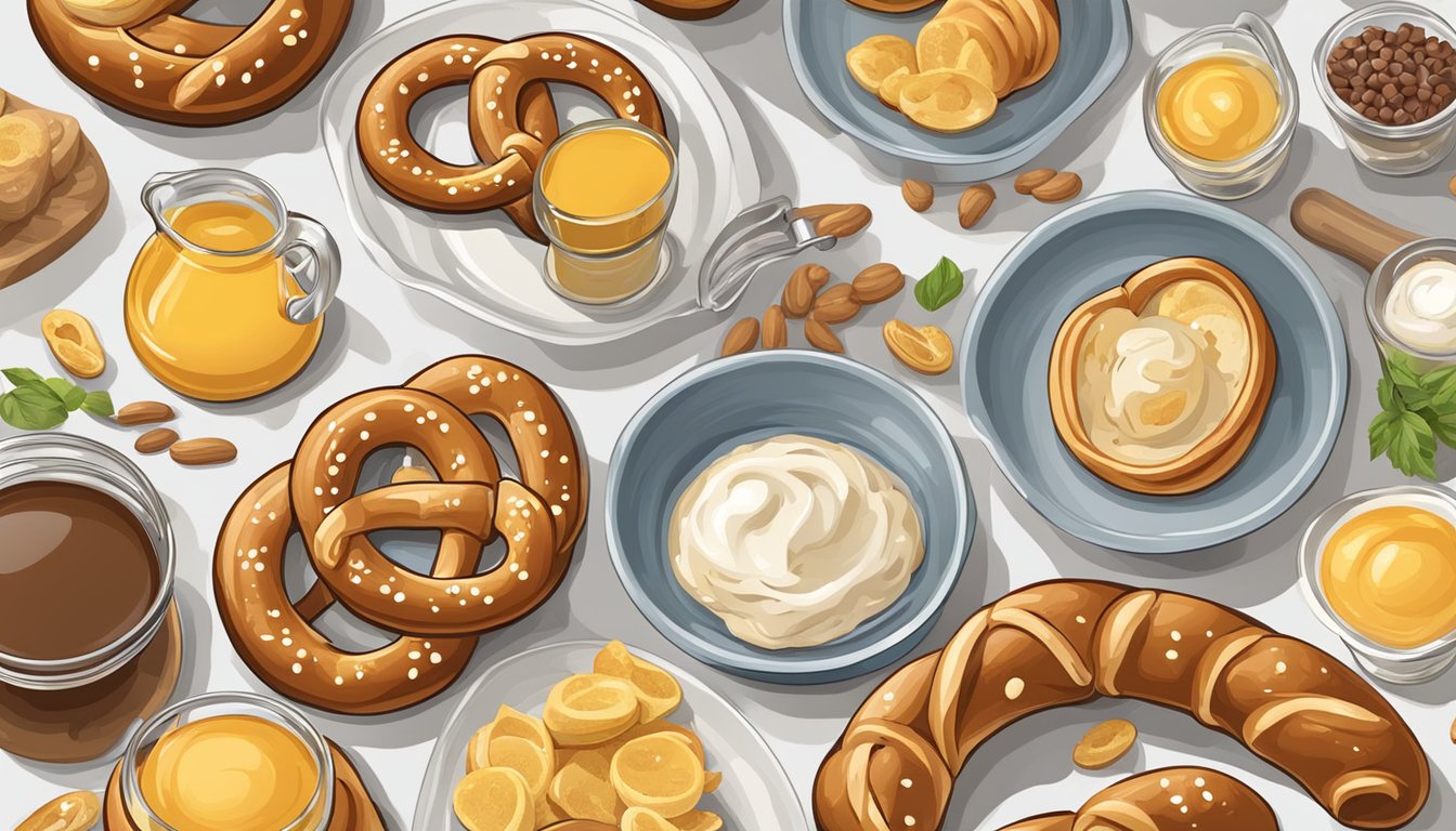 A soft pretzel maker surrounded by ingredients for breakfast recipes