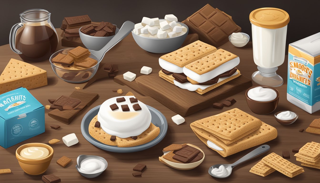 A smores maker surrounded by ingredients for yogurt-based smores delights