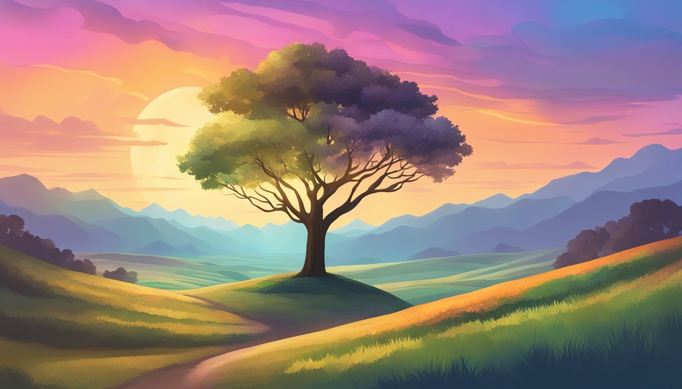 A serene landscape with a lone tree standing against a colorful sky, symbolizing the unique considerations of final expense insurance