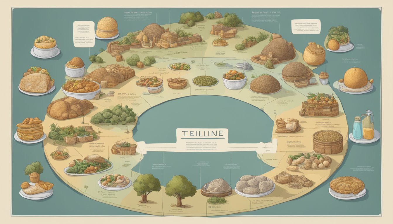 A timeline of ancient civilizations practicing intermittent fasting through depictions of food scarcity and feasting