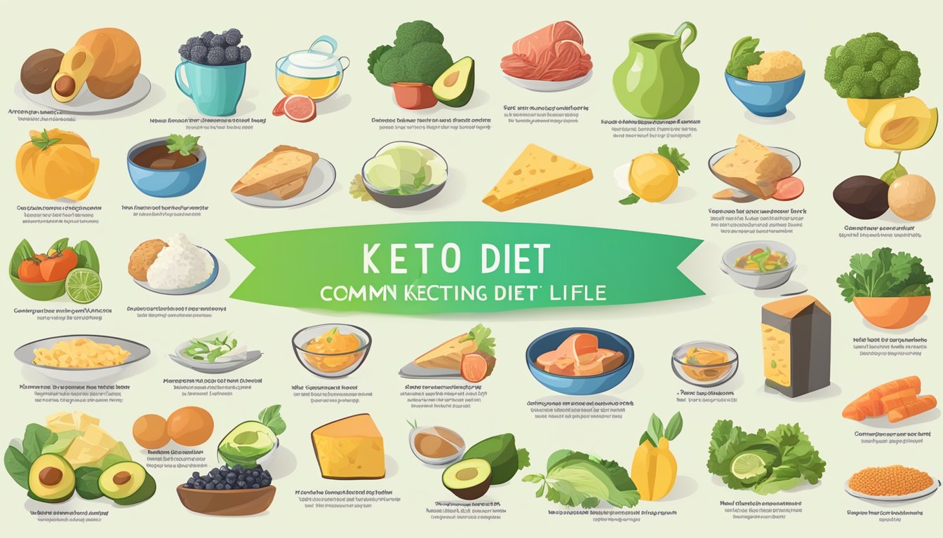 A colorful infographic showing common keto diet myths being debunked with clear and practical tips for adopting a keto lifestyle