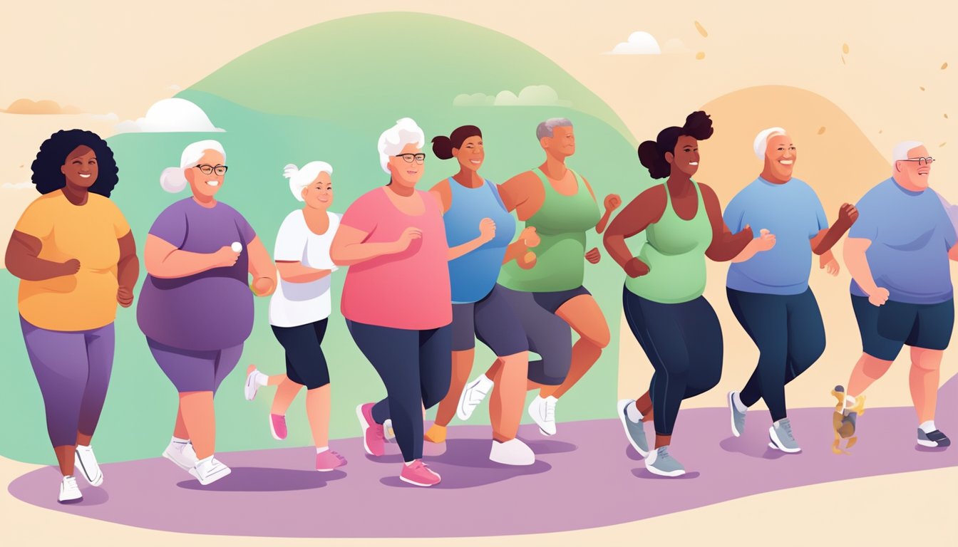 A diverse group of people with different abilities and ages engaging in various physical activities while following the keto diet