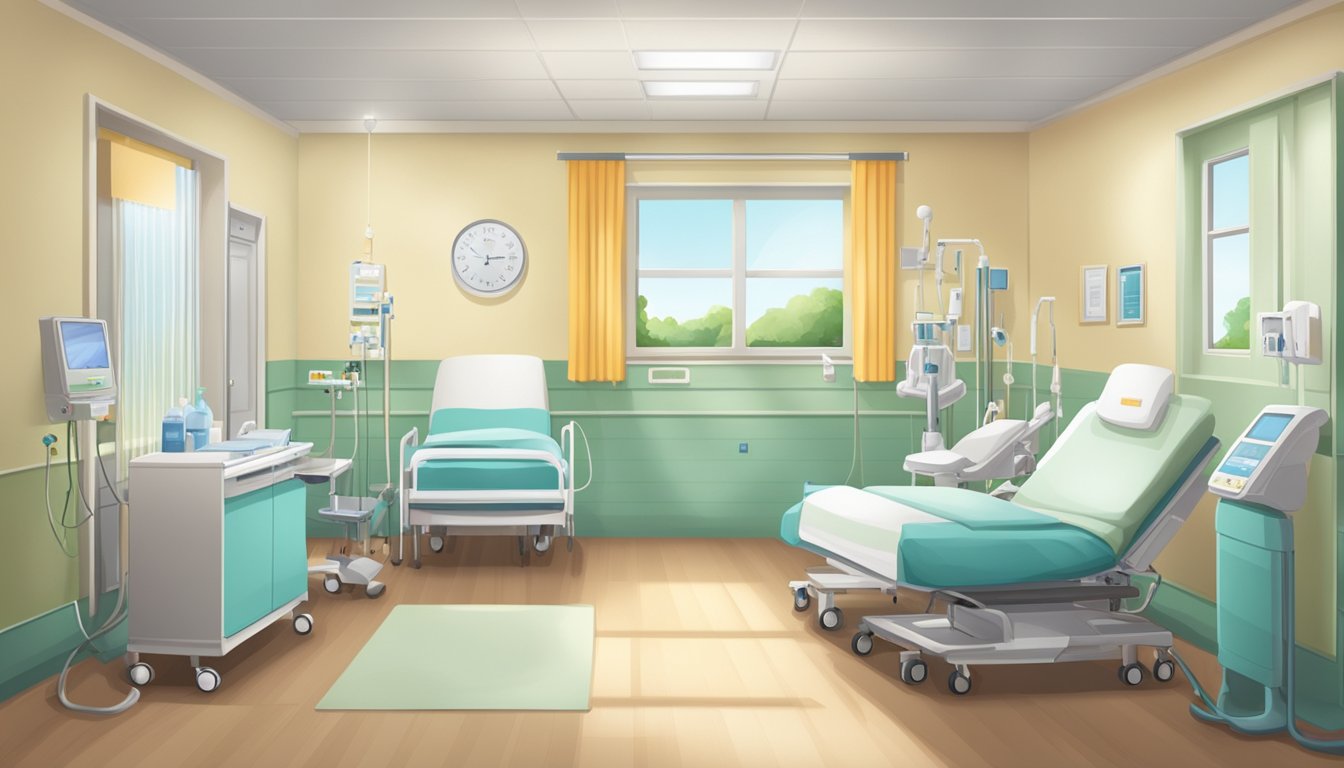 A hospital room with medical equipment, a hospice room with comforting decor, and a peaceful home setting with family and support