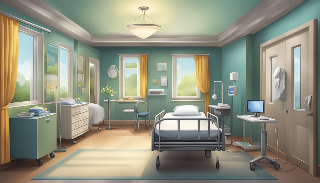 A hospital room, a hospice room, and a home setting with a bed and medical equipment, each with a different atmosphere and level of formality