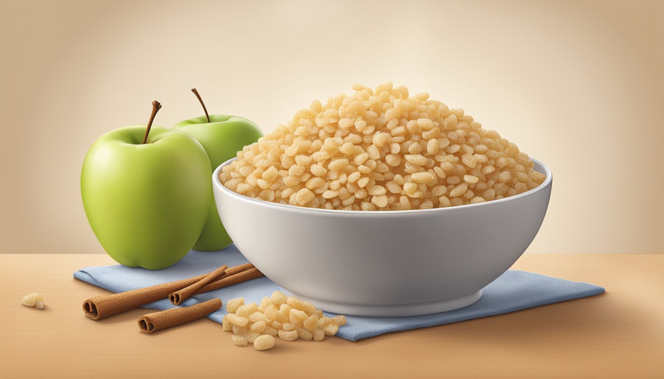 A bowl of Gerber Lil Bits rice cereal with apple cinnamon, showing the texture and flavor profile