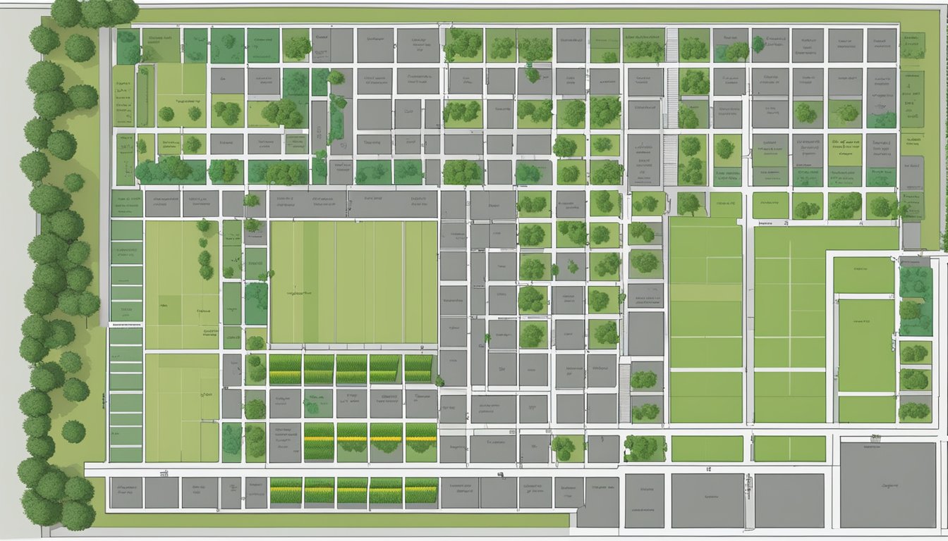 A cemetery plot map is being created on a computer using an Excel template, with rows and columns filled in to organize the layout