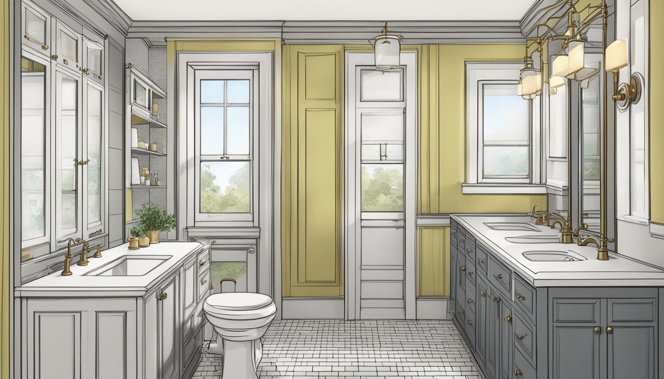 A double wide bathroom with space-saving fixtures and efficient layout