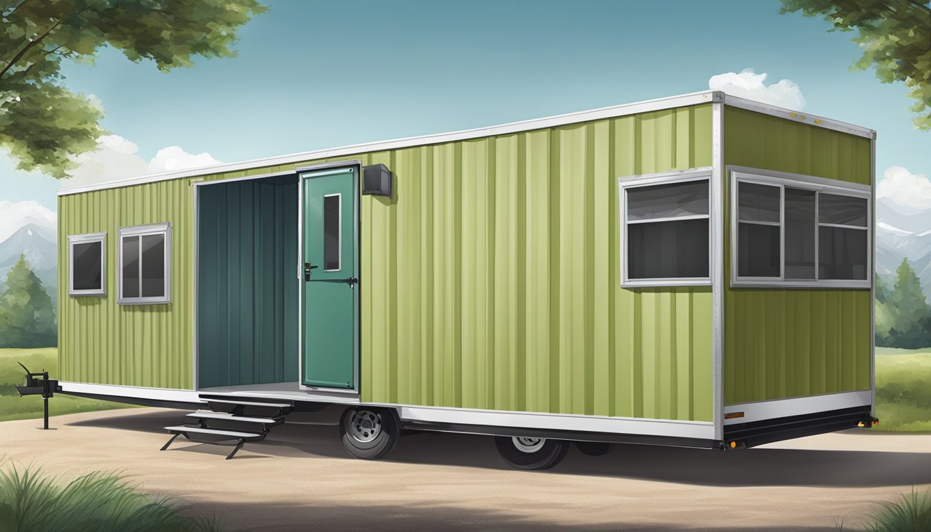 A double wide trailer with closed doors and windows, sealed with soundproofing materials to prevent sound leakage