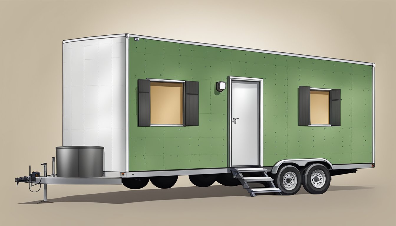 A double wide trailer with soundproofing materials being installed on the walls and ceiling, creating a specialized space for quiet and privacy