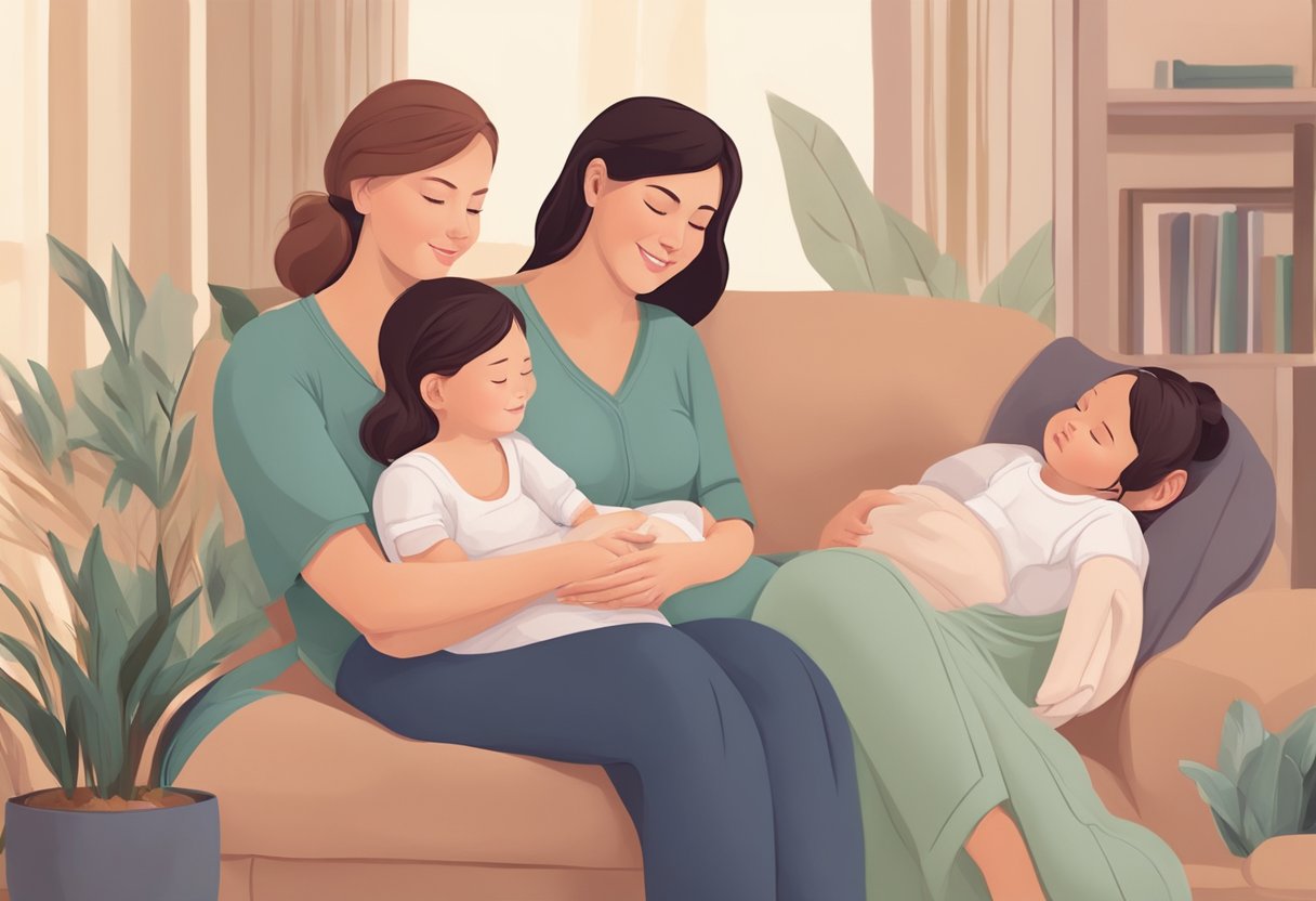 A doula supports a family as they bond after birth, providing comfort and guidance in a peaceful and nurturing environment