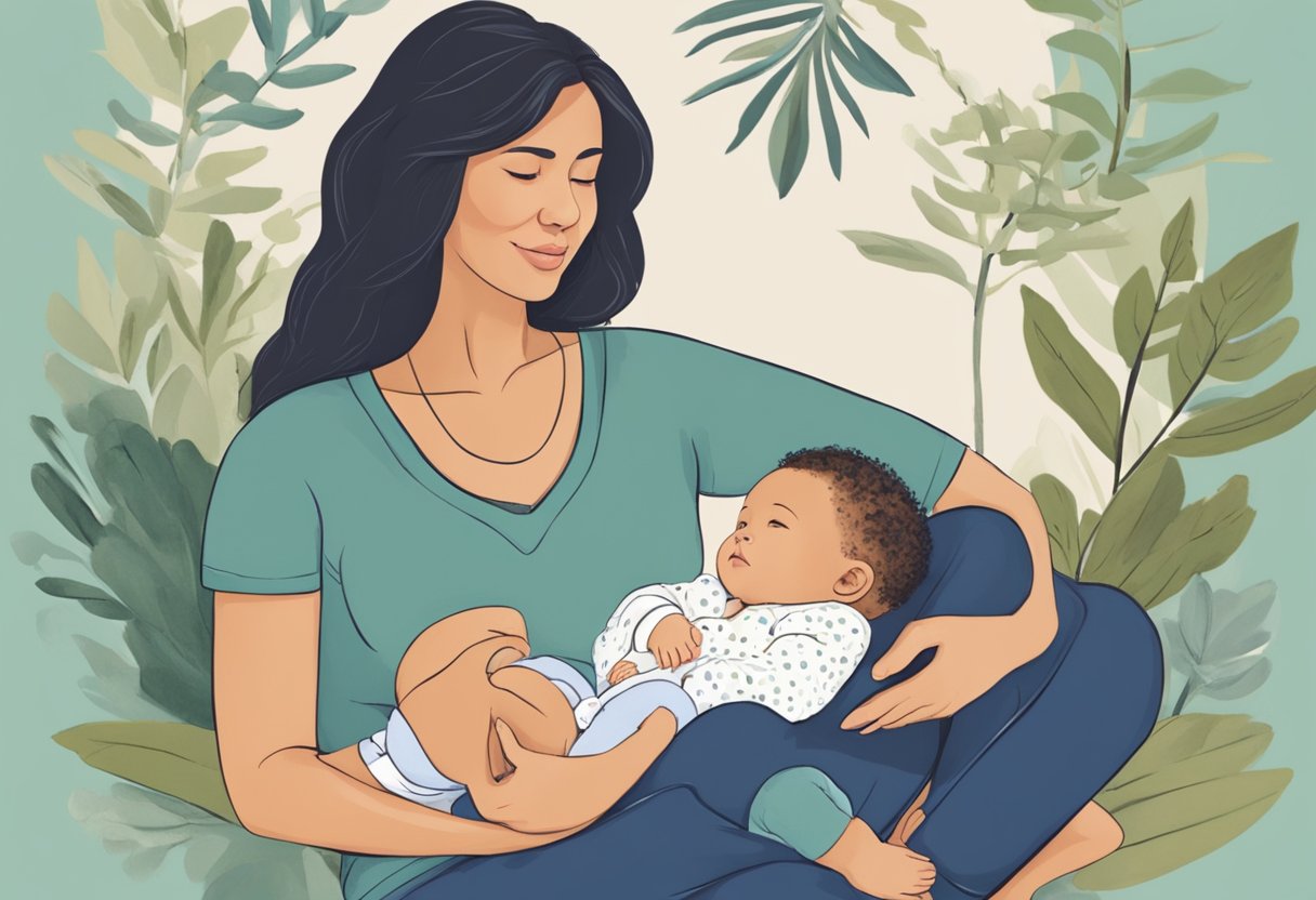 A postpartum doula sits with a new family, offering guidance and support as they navigate the challenges of early parenthood