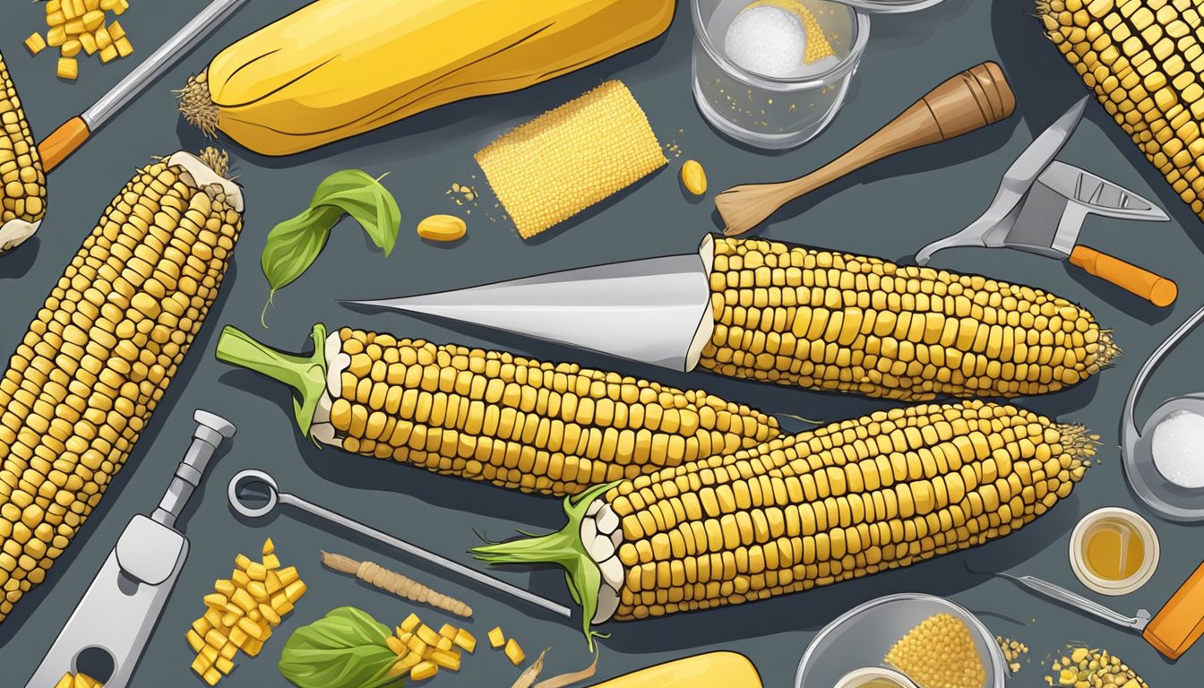 A smoker filled with corn on the cob, surrounded by safety equipment and maintenance tools