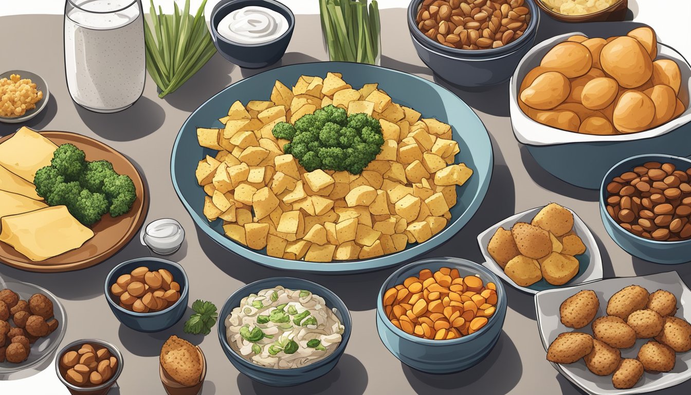 A variety of keto-friendly snacks and sides arranged on a table for a family meal