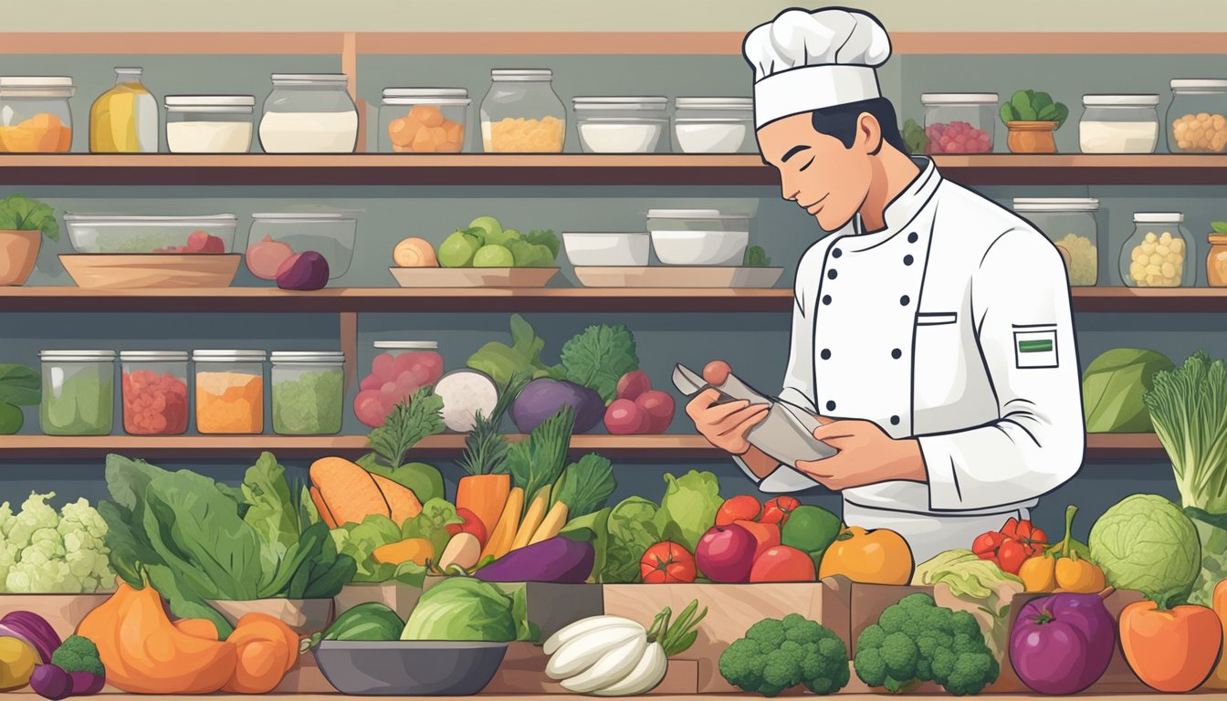 A chef carefully selects fresh, organic ingredients from local farms and markets, showcasing the nutritional quality and responsible ingredient sourcing of a keto meal delivery service