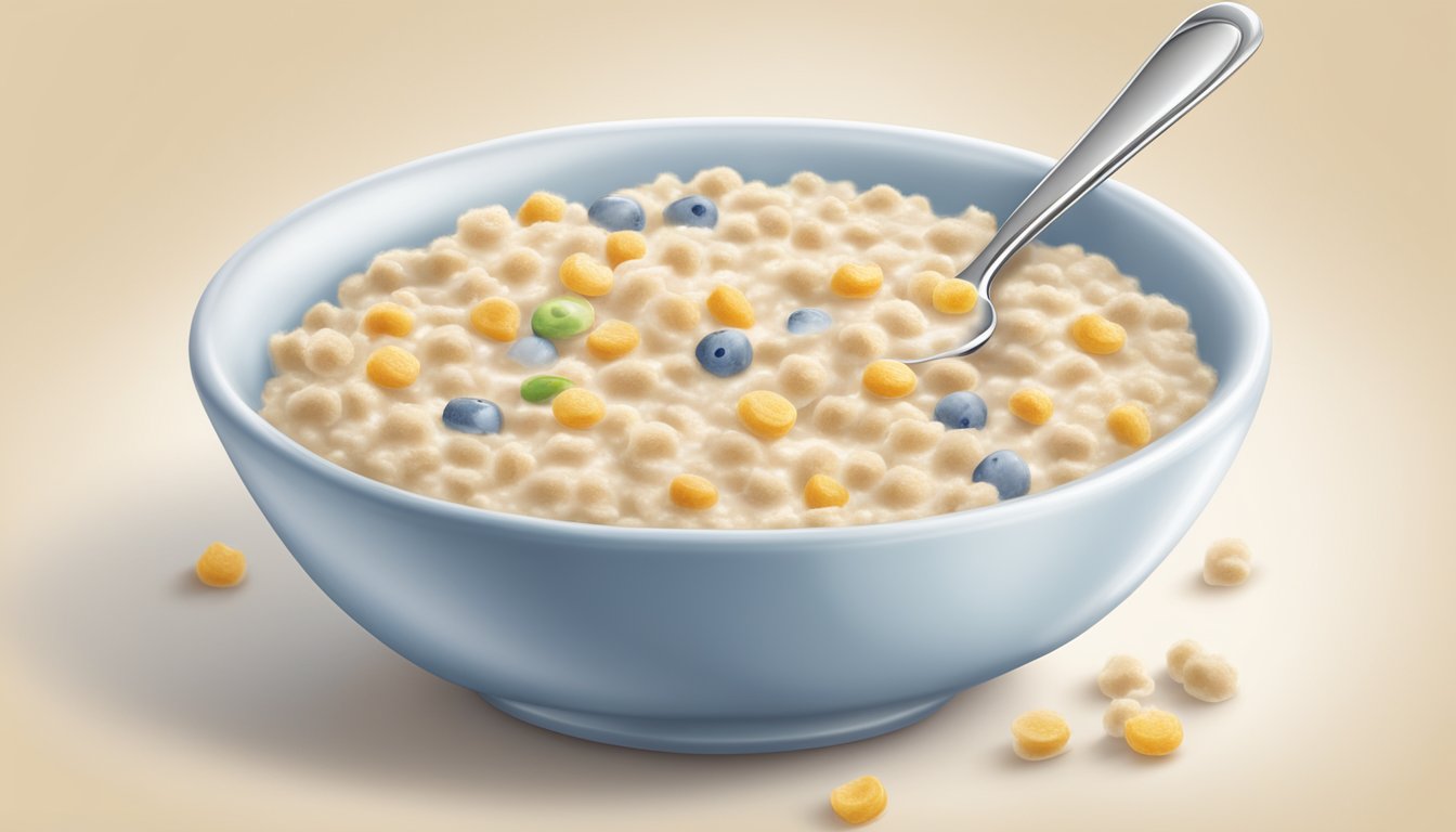 A bowl of Gerber DHA probiotic oatmeal cereal with a spoon