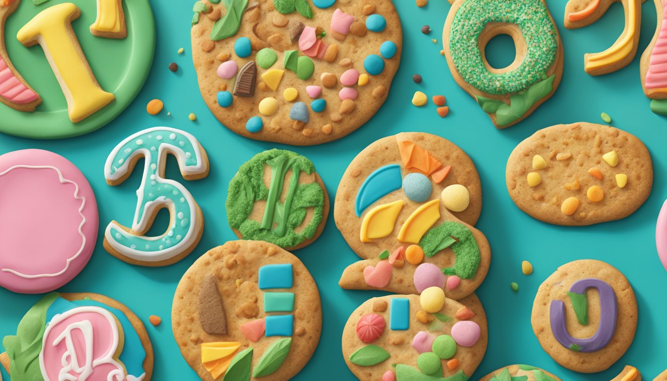 A colorful array of Earth's Best Organic Letter of the Day cookies arranged on a bright, patterned plate