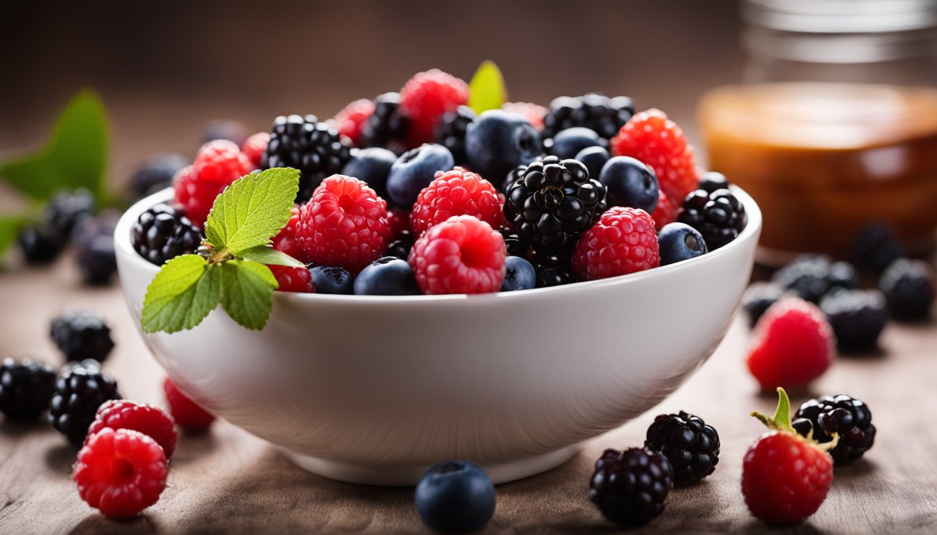 A bowl of mixed berries, showcasing their low glycemic index and blood sugar-lowering properties