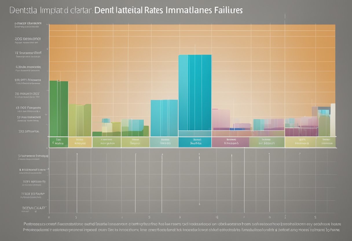 A chart showing the correlation between dental implant failure rates and various statistical analyses