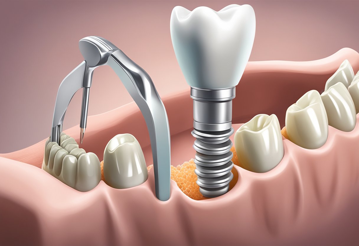 A dentist in Orange County carefully places dental implants into a patient's jawbone using specialized tools and equipment