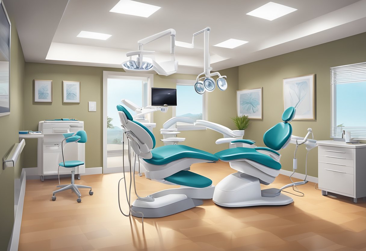 A dentist in Orange County performing a successful dental implant procedure in a modern, well-lit dental office