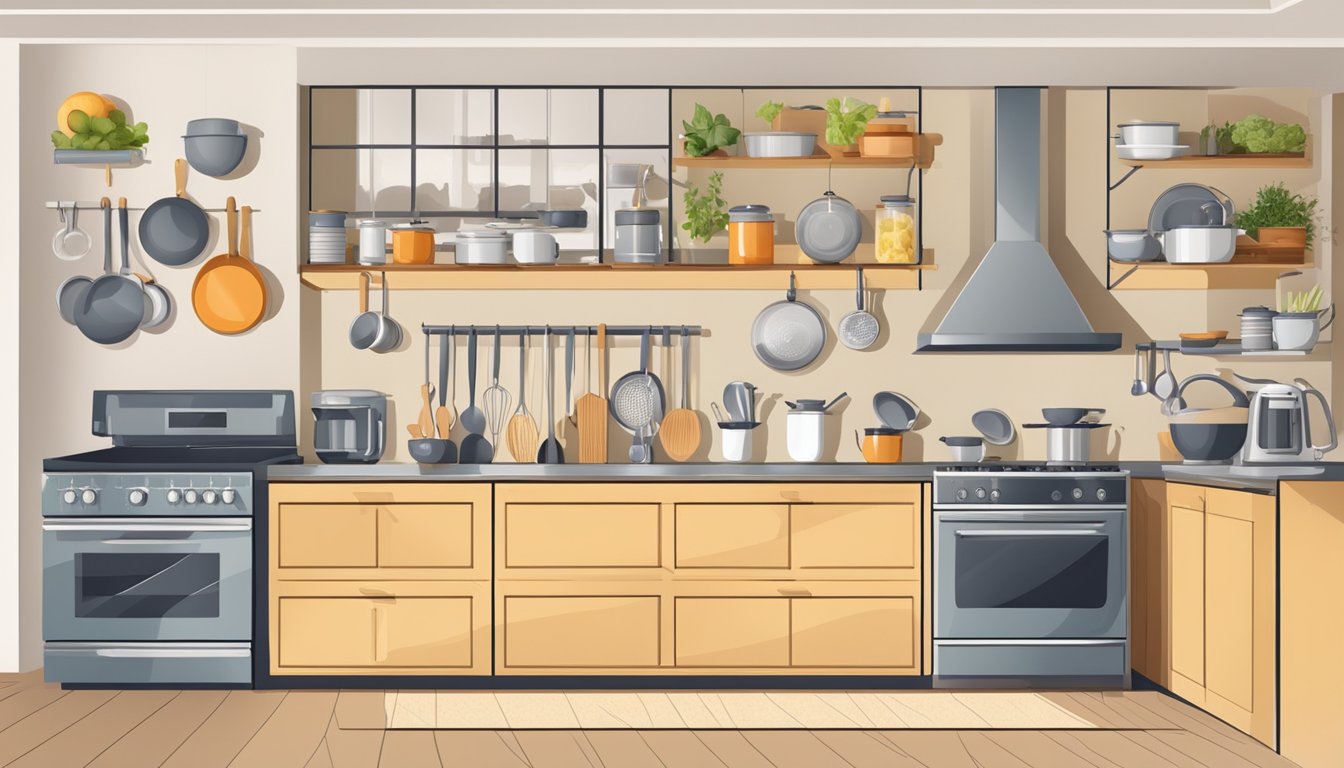 A kitchen with modern appliances and organized ingredients for a quick and efficient cooking process during a big life change